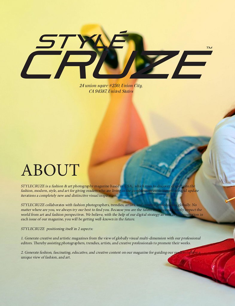 STYLE CRUZE Magazine - Editoriale Cover e Back Cover